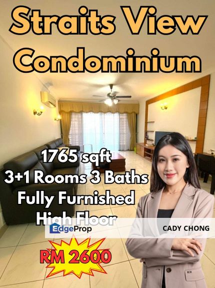 Straits View Condominium @ Permas Jaya 3+1 Bedrooms High Floor Fully Furnished For Rent, Johor, Permas Jaya/Senibong