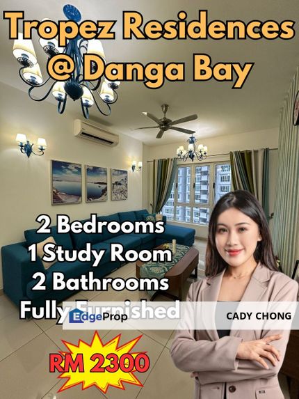 Tropez Residences @ Danga Bay 2+1 Bedrooms Fully Furnished For Rent, Johor, Johor Bahru