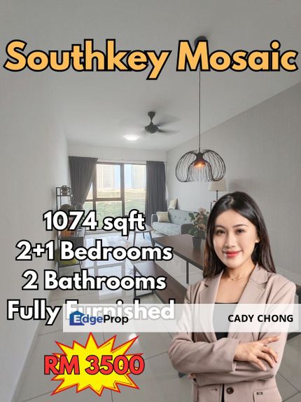 Southkey Mosaic 2+1 Bedrooms Fully Furnished For Rent, Johor, Johor Bahru