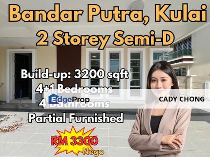 Bandar Putra Double Storey Semi-D Partial Furnished Unit For Rent, Johor, Kulai