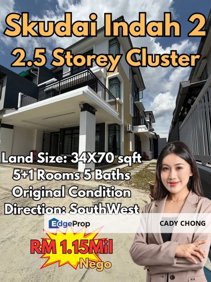 Taman Skudai Indah 2 2.5 Storey Cluster House Original Condition For Sale, Johor, Skudai