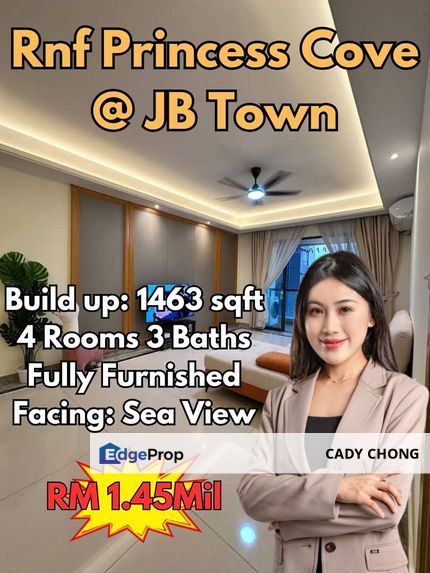 R&F Princess Cove @ JB Town 4 Bedrooms Fully Furnished Renovated Unit For Sale, Johor, Johor Bahru