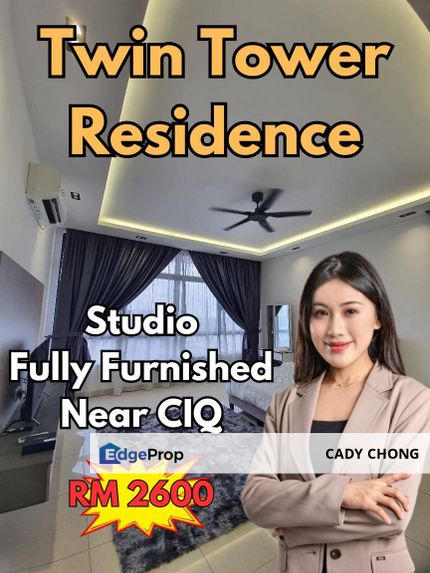Twin Tower Residence @ JB Town Studio Fully Furnished For Rent, Johor, Johor Bahru