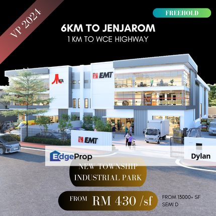 New 3 Storey Semi D Factory 89ft x 236ft at Jenjarom  |  Freehold  |  Price from 5.8mil+ only |  全新三层半独立工厂, Selangor, Jenjarom