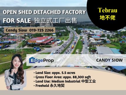Tebrau 5.5 acres Light Industrial Land with 88k sqft Building, Johor, Johor Bahru
