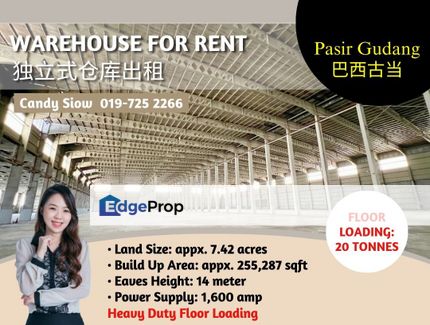 Pasir Gudang BUA 255k 1600amp Detached Warehouse, Johor, Pasir Gudang