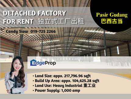 Pasir Gudang BUA 104k 1,000 amp Detached Factory, Johor, Pasir Gudang