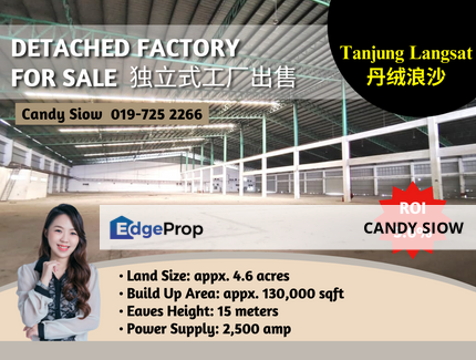 Tanjung Langsat BUA 130k 2500amp Detached Factory, Johor, Pasir Gudang