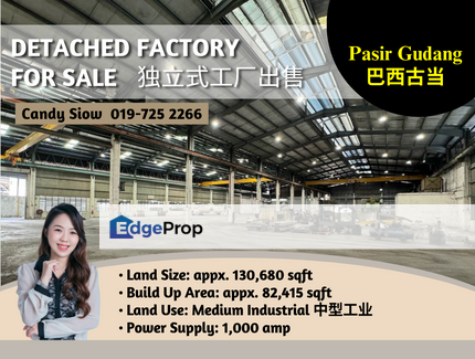 Kawasan Perindustrian Pasir Gudang BUA 82k 1,000 amp Detached Factory, Johor, Pasir Gudang