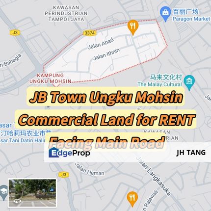 Kampung Ungku Mohsin commercial land for rent, JB Town Area facing main road 1 acre, Johor, Johor Bahru