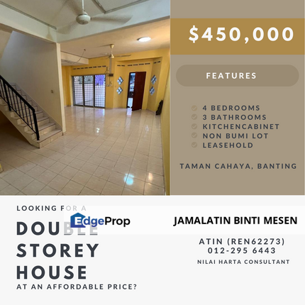 Teres 2 Tingkat Taman Cempaka, Banting Non Bumi Lot 4 Bedroom 3 Bathroom, Selangor, Banting