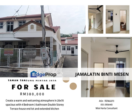 For Sale Double Storey Terrace End Lot 380K Taman Tanjung Minyak Jaya Melaka, Melaka, Melaka Tengah