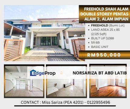 Freehold Double Storey Pentas 2 Alam Impian, Shah Alam, Selangor, Shah Alam