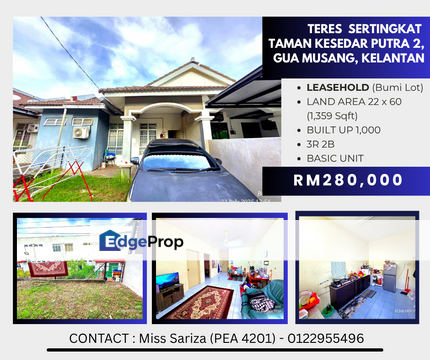 Teres Setingkat Taman Kesedar Putra 2, Gua Musang Kelantan, Kelantan, Gua Musang