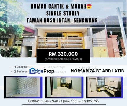 Rumah Cantik Freehold Teres Setingkat Taman Nusa Intan, Senawang, Negeri Sembilan, Seremban