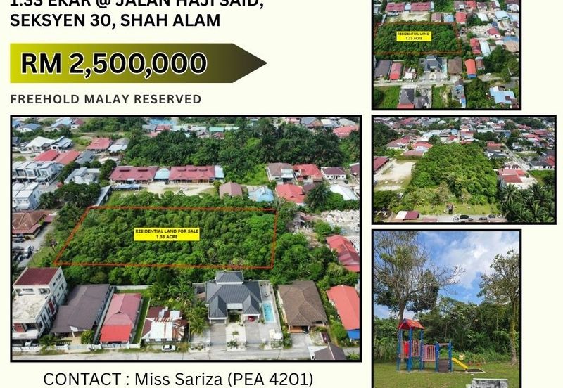TANAH LOT BANGUNAN 1.33 EKAR di JALAN HAJI SAID, Seksyen 30 Shah Alam