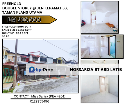 FREEHOLD Double Storey Tmn Klang Utama Klang, Selangor, Klang
