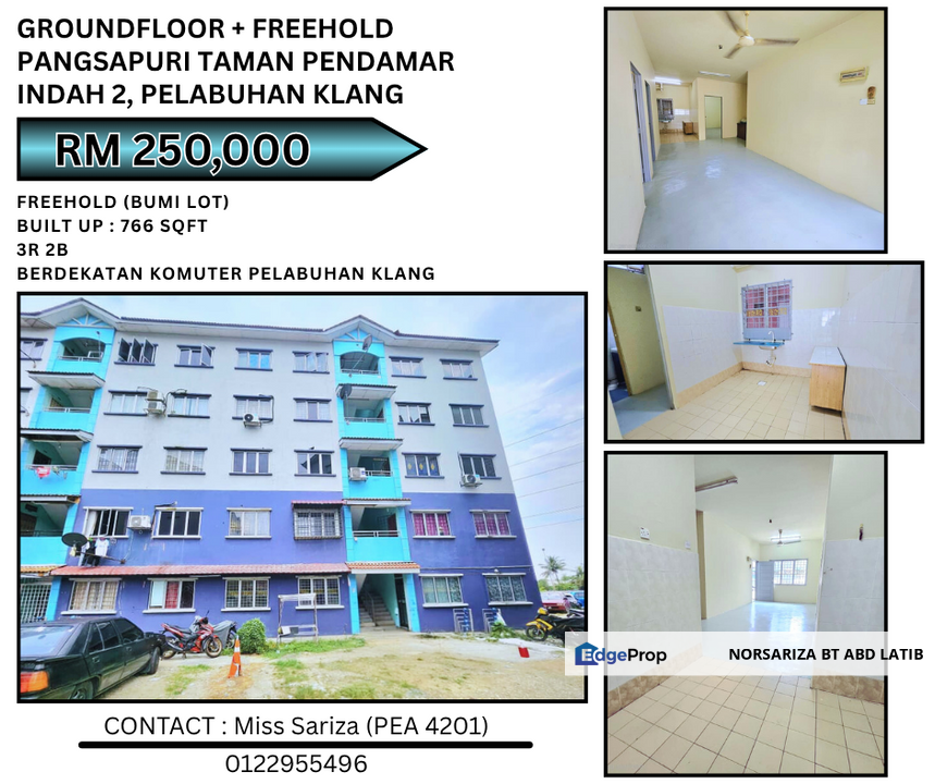 Groundfloor Freehold Pangsapuri Tmn Pendamar Indah 2, Pelabuhan Klang, Selangor, Port Klang