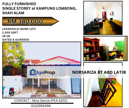 Fully Furnished Single Storey at Kg Lombong, Shah Alam, Selangor, Shah Alam