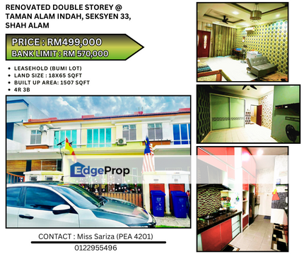 RENOVATED Double Storey Taman Alam Indah Seksyen 33 Shah Alam, Selangor, Shah Alam