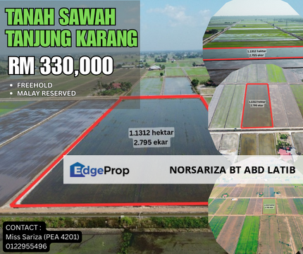 Tanah Sawah 2.795 Tanjong Karang, Selangor, Tanjong Karang 