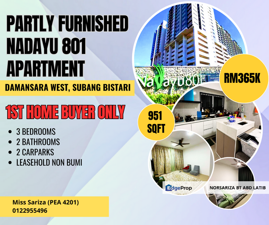 Partly Furnished Nadayu 801 Apartment Damansara West Subang Bestari, Selangor, Shah Alam
