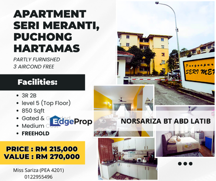 Renovated, Partly Furnished Apartment Seri Meranti Puchong Hartamas, Selangor, Puchong