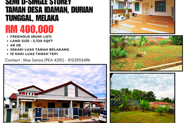 Semi D Setingkat 20ft Backyard Tmn Desa Idaman Durian Tunggal Melaka