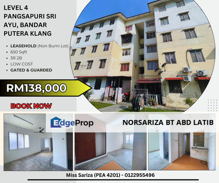 Murah Pangsapuri Seri Ayu Bandar Putera Klang, Selangor, Klang