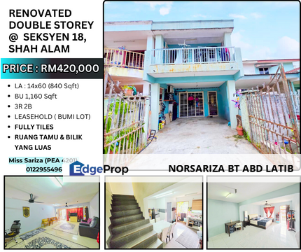 FULLY RENOVATED Double Storey Seksyen 18 Shah Alam, Selangor, Shah Alam