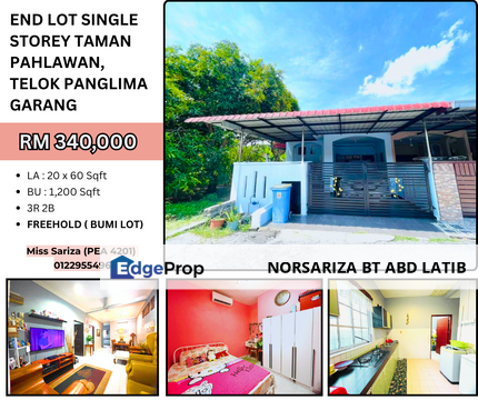END LOT Single Storey Taman Pahlawan Telok Panglima Garang, Selangor, Telok Panglima Garang