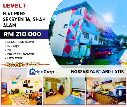 LEVEL 1 FULLY RENOVATED Flat PKNS Seksyen 16 Shah Alam, Selangor, Shah Alam