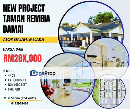 RUMAH BARU SETINGKAT FREEHOLD OPEN TITLE 4 Bilik di Alor Gajah, Melaka, Alor Gajah