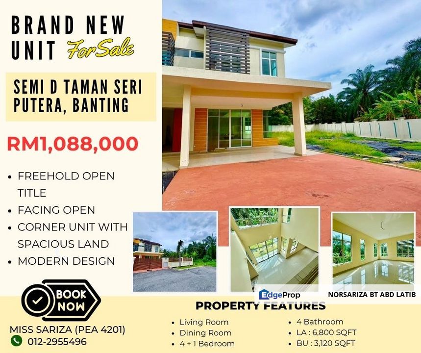 BRAND NEW, FACING OPEN SEMI D Double Storey Taman Seri Putera Banting, Selangor, Banting