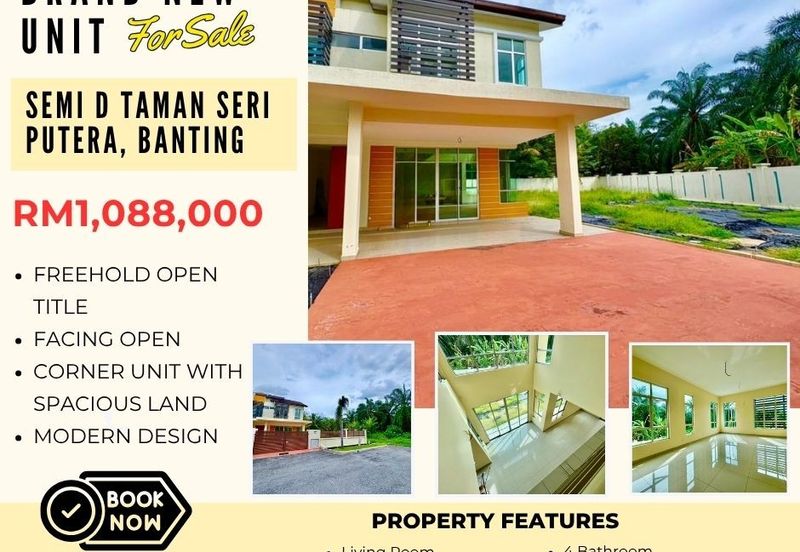 BRAND NEW, FACING OPEN SEMI D Double Storey Taman Seri Putera Banting