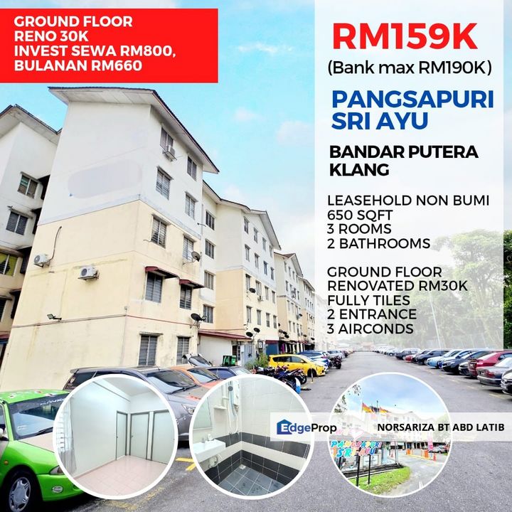 GROUNDFLOOR + RENOVATED Pangsapuri Seri Ayu Klang, Selangor, Klang