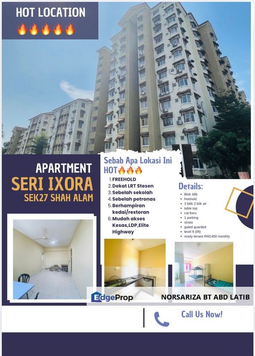 Murah Apartment Seri Ixora Seksyen 27 Shah Alam, Selangor, Shah Alam