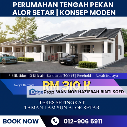 PERUMAHAN BARU DAN MODEN DI TENGAH PEKAN ALOR SETAR🔥RUMAH TERES SETINGKAT DI TAMAN LAM SUN ALOR SETAR‼️FREEHOLD REZAB MELAYU, Kedah, Kota Setar