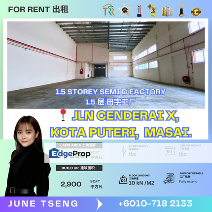 semi D 1.5 storey factory, Johor, Masai