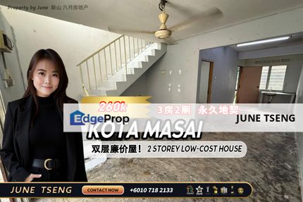 Kota Masai Double Storey Low-Cost House For Sale, Johor, Pasir Gudang