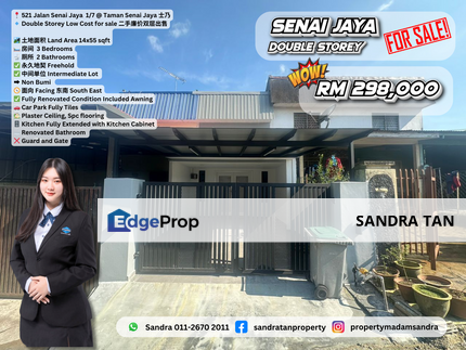 Double Storey Low Cost For Sale, Johor, Senai