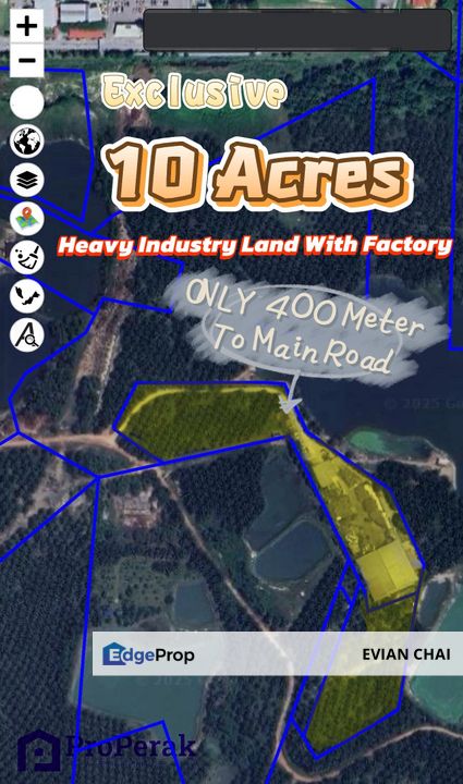 10 Acres Heavy Factory& Industrial Land tronoh,Pond Side,Private,Only 400m To Main Road,Cheap For Sale, Perak, Tronoh