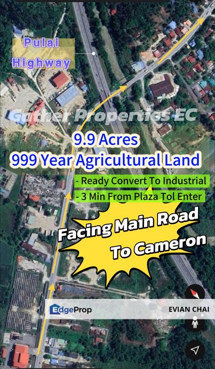 Main Entry To Cameran Highland,Simpang Pulai Agricultural Land for Sale,Facing Key Main Road *ONLY 3 Min To Plaza Toll*, Perak, Ipoh