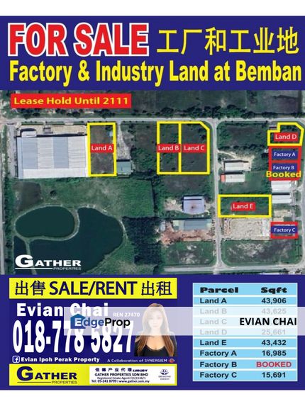 Perindustrian Bemban Estate 3,Industrial Land and New Single/Double Factory Limited Sale, Perak, Batu Gajah