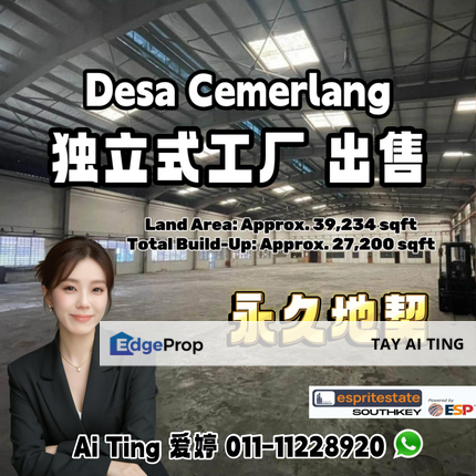 Detached Factory in Desa Cemerlang, Johor, Ulu Tiram