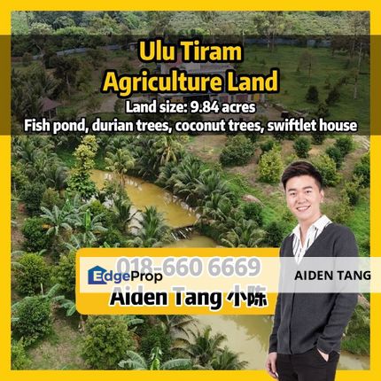 Ulu Tiram Agriculture Land with fish pond, durian trees, coconut trees,  mangosteen trees, swiftlet house , Johor, Ulu Tiram