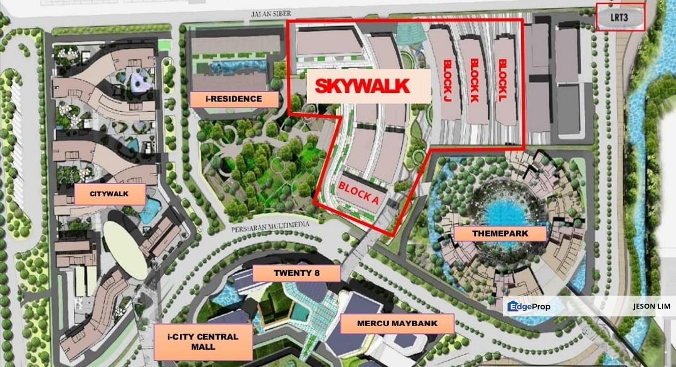 Skywalk I-City Shah Alam @Near LRT3 @Facing Main Road @Partial Furnished Third Floor Office 2,417sqft with Lift for Rent RM4psf, Selangor, Shah Alam