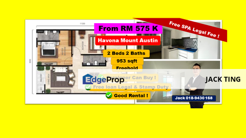 Havona Mount Austin Foreigner Eligible to buy 2 Beds 2 Baths Freehold, Johor, Johor Bahru
