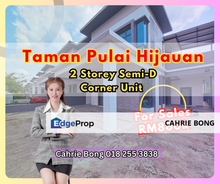 Taman Pulai Hijauan 2 Storey Semi-D Corner Unit For Sale, Johor, Kangkar Pulai
