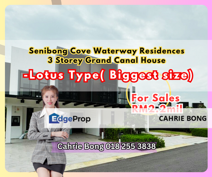 Senibong Cove Waterway Residences 3 Storey Grand Canal House For Sales, Johor, Masai